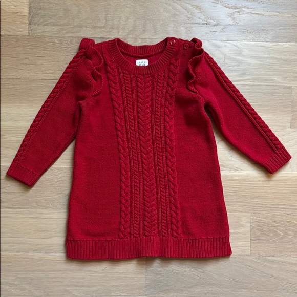 Baby Gap Red Cable Knit Sweater Dress - Size 12-18 months - Picture 1 of 6